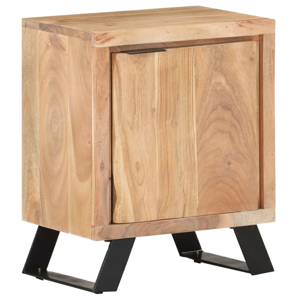 vidaXL Solid Acacia Wood Bedside Cabinet with Live Edges Nightstand Telephone Stand Storage Home Decor Interior Wooden Side Bed Furniture